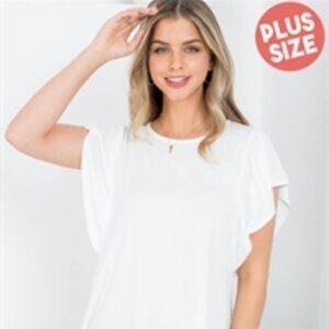 NWOT! PLUS SIZE FLUTTER SLEEVE ROUND NECK SOLID TOP